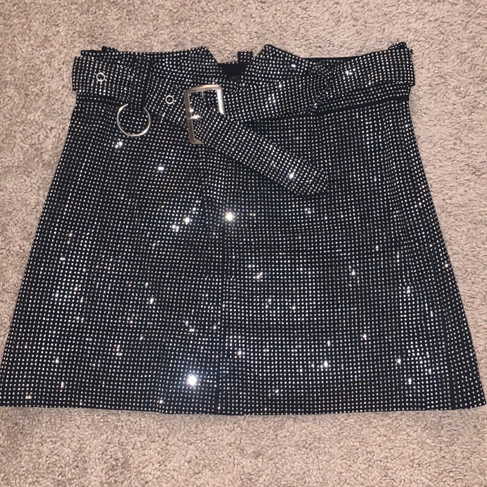 Rhinestone black mini skirt